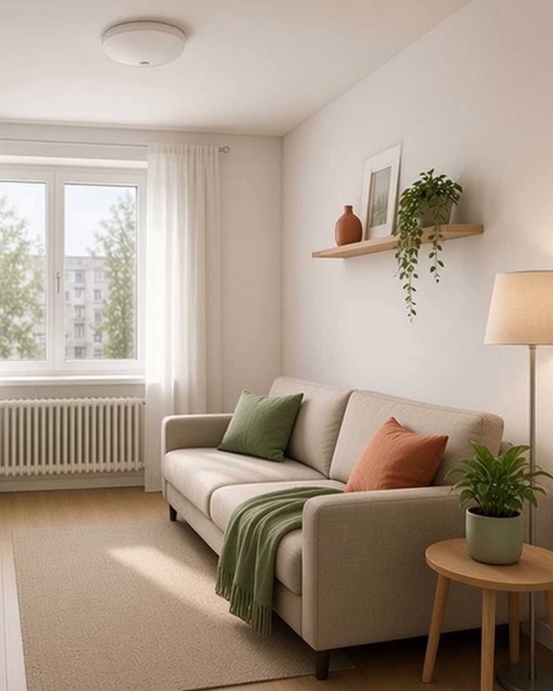 AI-generated concept: One rental room. Three lighting moods.